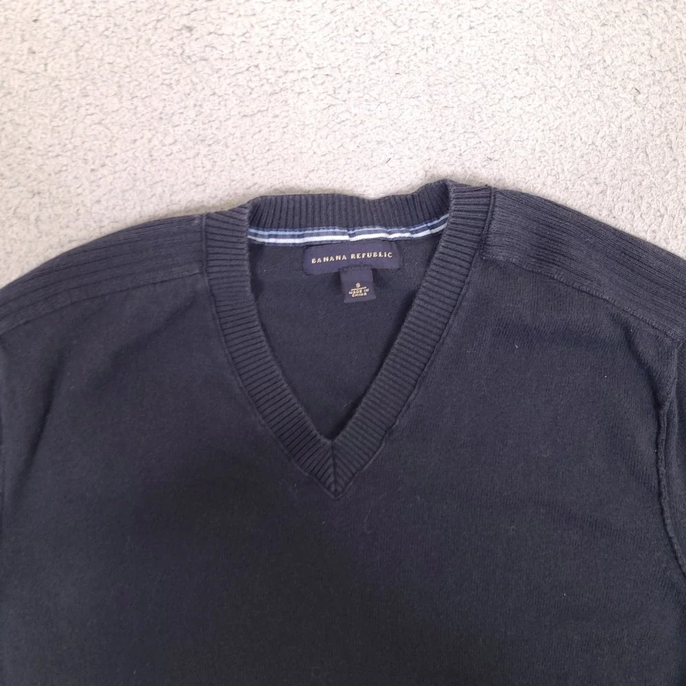 Banana Republic Mens Cotton Cashmere V-Neck Sweater Small Black‎ Pullover